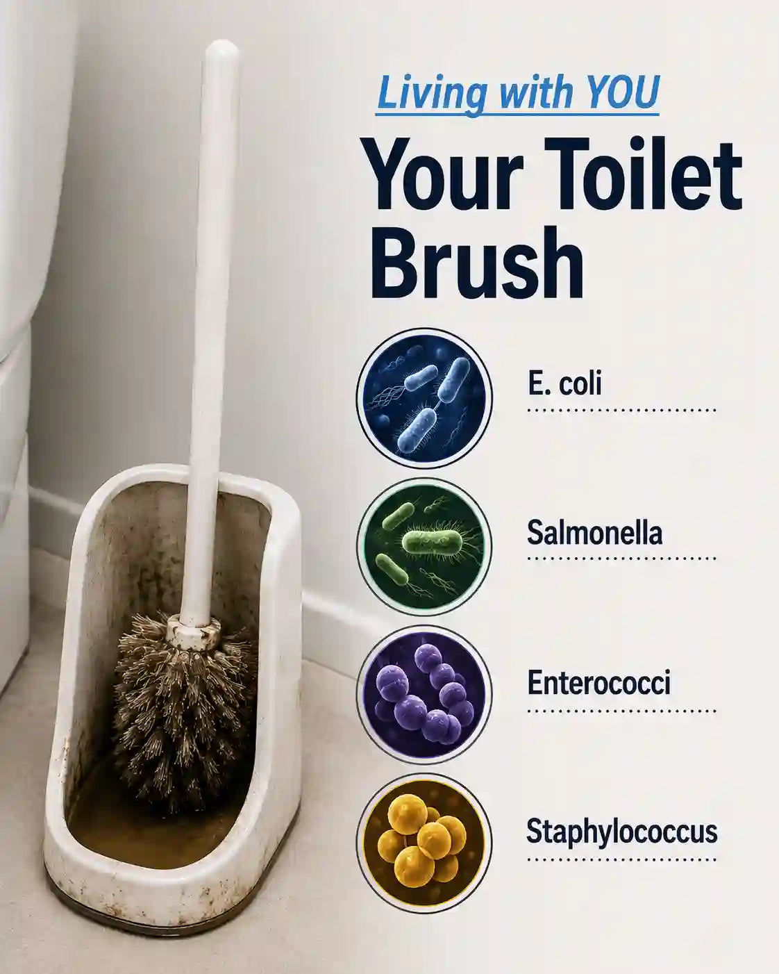 Your toilet brush is a biohazard. Here's what you're actually storing in your bathroom.